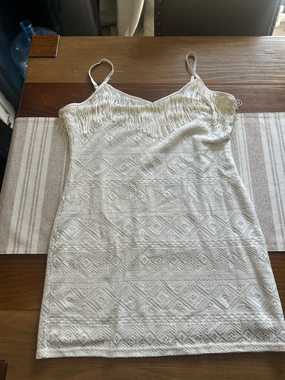 Ivory Fringe Slip Dress - Women